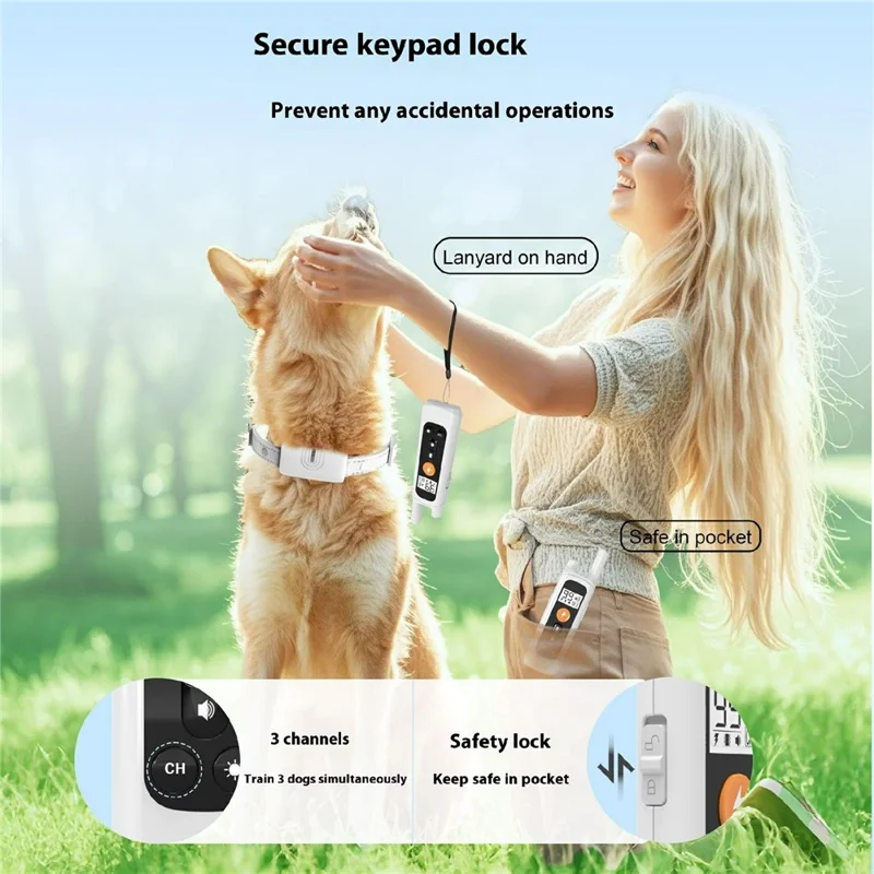 789 Rechargeable Dog Training Collar Gift Electric Shock Vibration Anti Bark Pet Collar with Sound and Light, 1 Remote + 2 Receiver