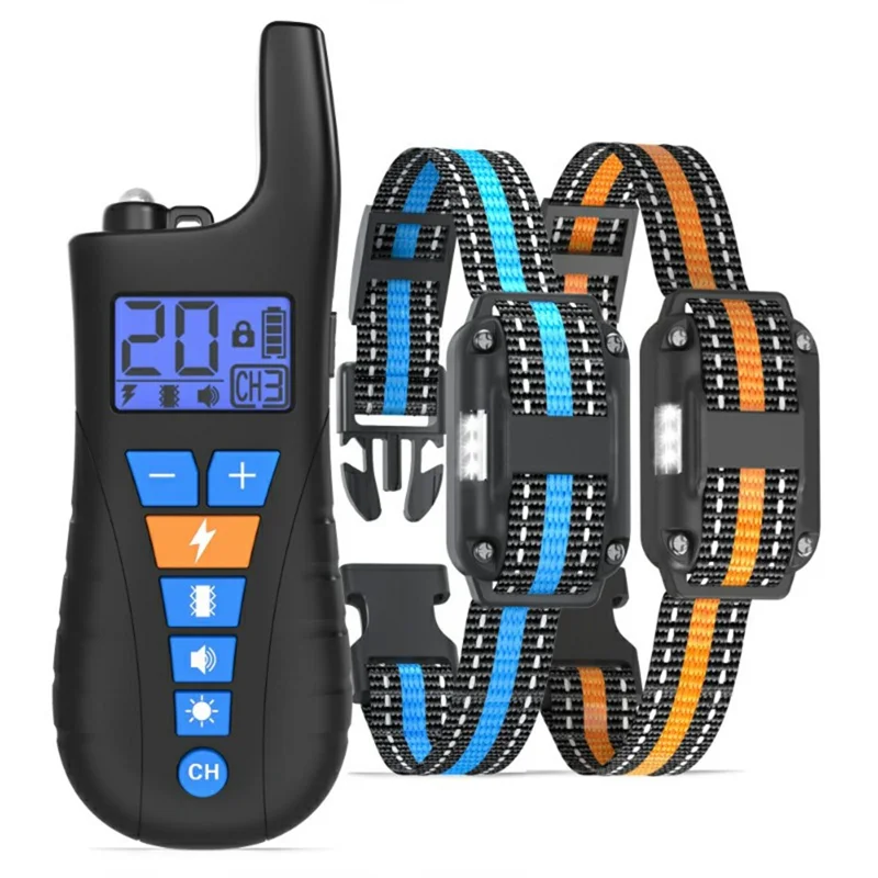 755 Remote Pet Training Collar Rechargeable Waterproof Electric Shock Anti Bark Device Gift for Dogs, 1 Remote + 2 Receiver
