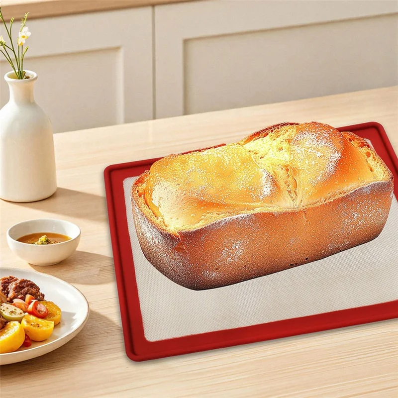 Silicone Baking Mat with Metal Frame Non Stick Pastry Rolling Mat for Baking Roasting (BPA Free, with FDA) - Red