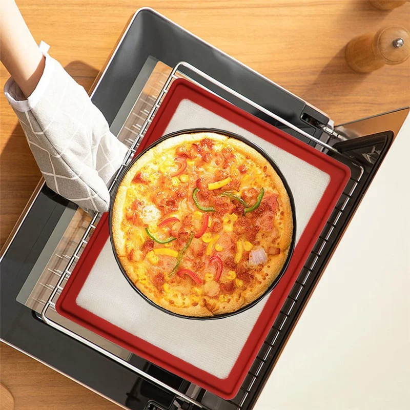 Silicone Baking Mat with Metal Frame Non Stick Pastry Rolling Mat for Baking Roasting (BPA Free, with FDA) - Red