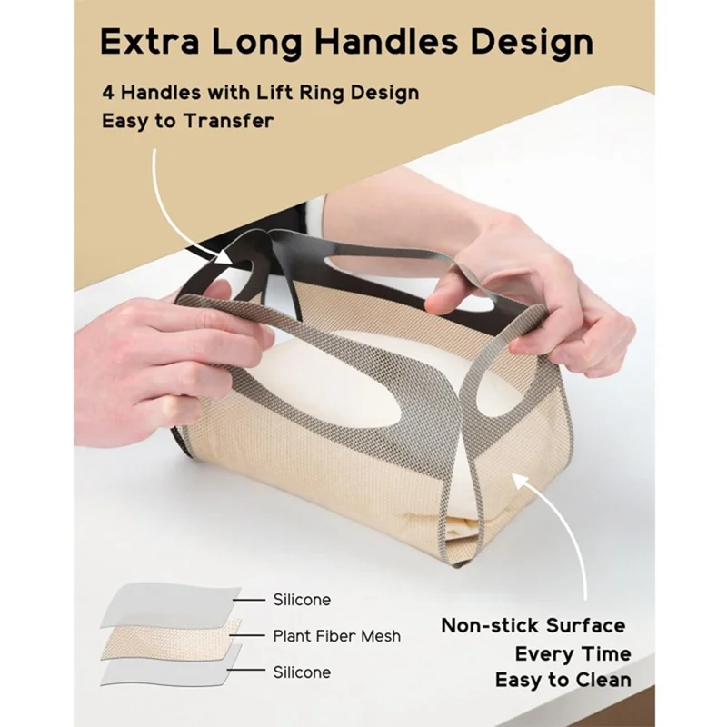 Silicone Baking Mat Non-Stick 39 x 49cm 0.4mm Thick Bread Pan Liner for Cake Molds (FDA Tested, FCM Certificate, BPA-Free) - Grey