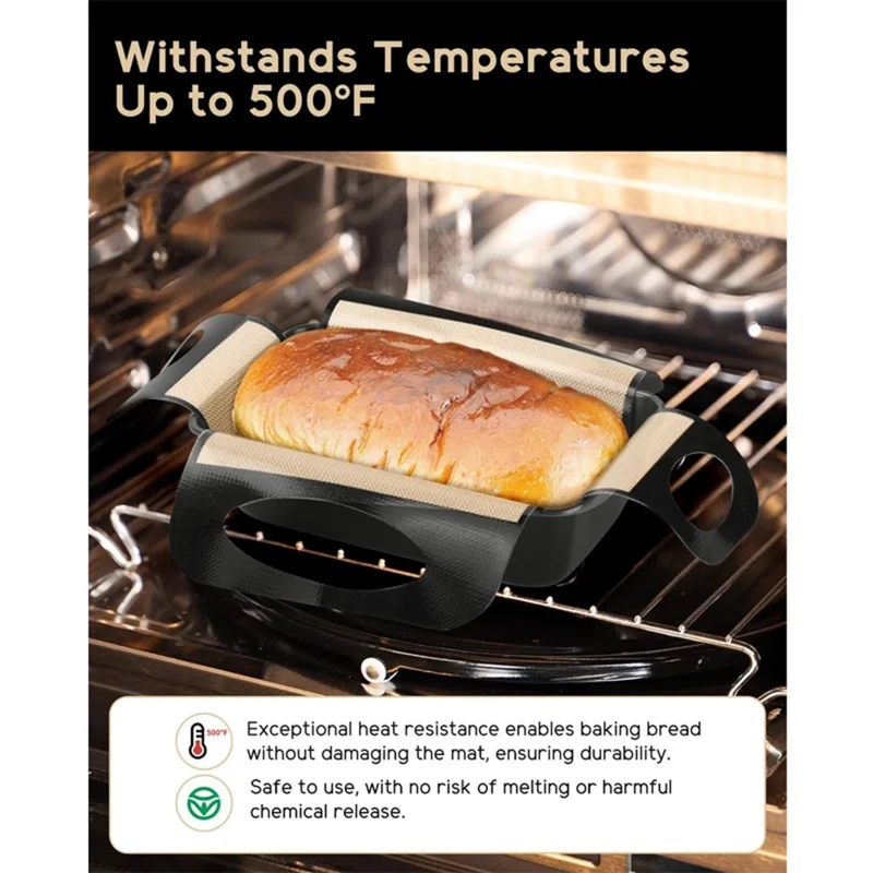 Silicone Baking Mat Non-Stick 39 x 49cm 0.7mm Thick Bread Pan Liner for Cake Molds (FDA Tested, FCM Certificate, BPA-Free) - Black