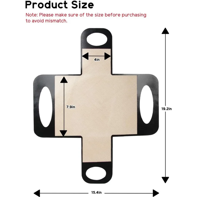 Silicone Baking Mat Non-Stick 39 x 49cm 0.7mm Thick Bread Pan Liner for Cake Molds (FDA Tested, FCM Certificate, BPA-Free) - Black