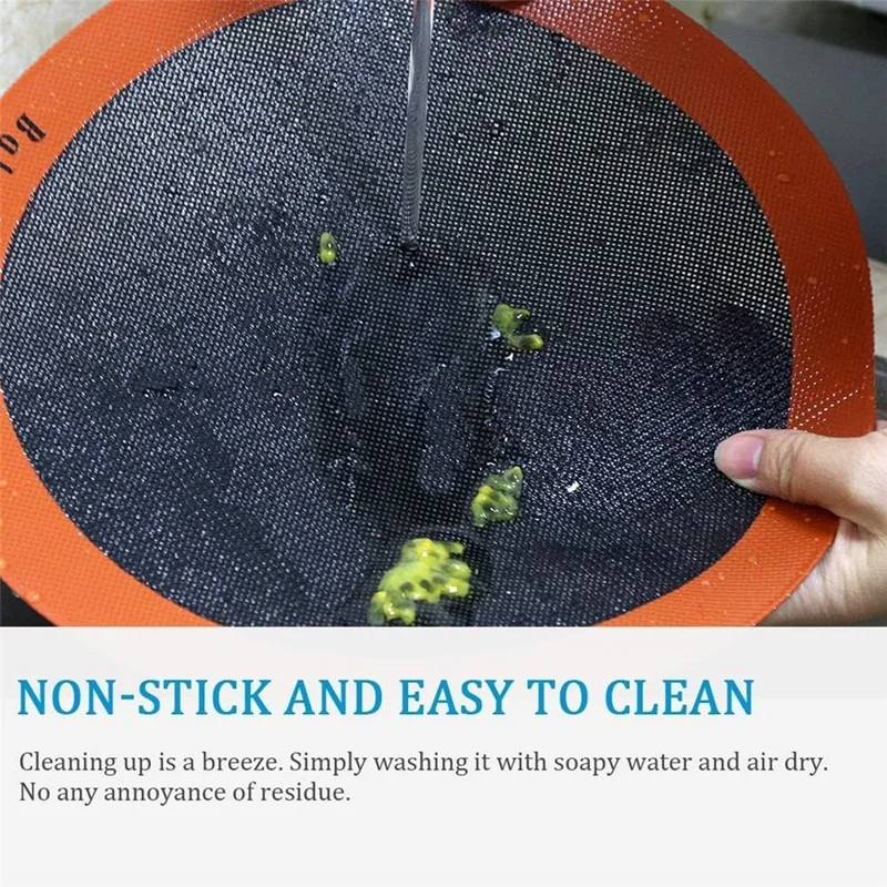 3Pcs Silicone Baking Mat Set Round Non Stick Heat Resistant Pastry Mat for Cooking (BPA Free, with FDA) - Red