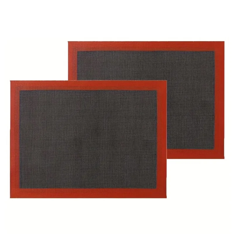 2Pcs Non Stick Silicone Baking Mat Heat Resistant Oven Liner for Bread Pizza Pastry (BPA Free, with FDA) - Red