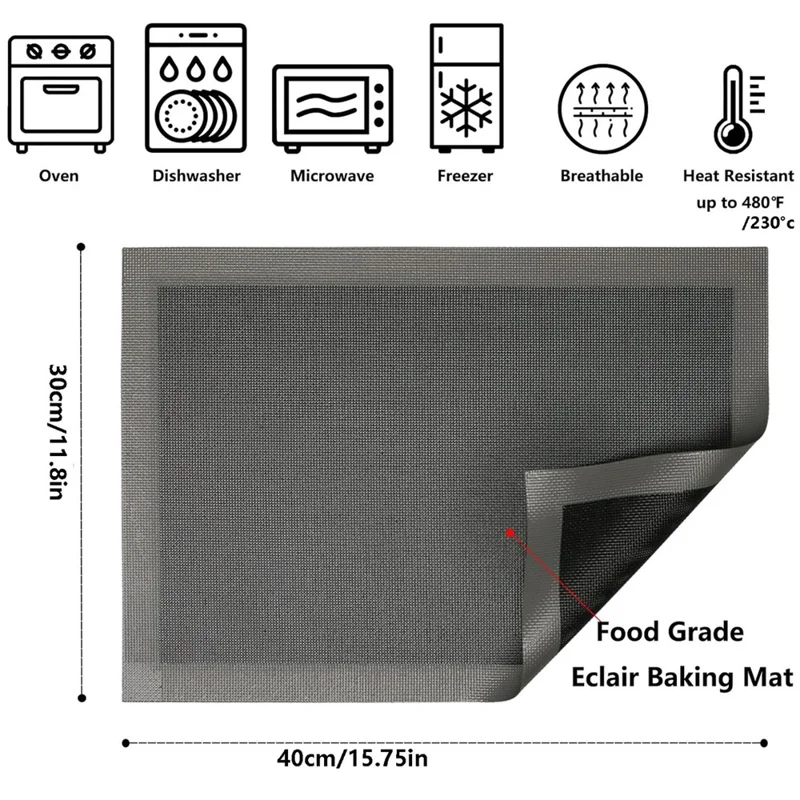 2Pcs Non Stick Silicone Baking Mat Heat Resistant Oven Liner for Bread Pizza Pastry (BPA Free, with FDA) - Red