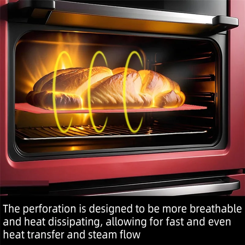 2Pcs Non Stick Silicone Baking Mat Heat Resistant Oven Liner for Bread Pizza Pastry (BPA Free, with FDA) - Red