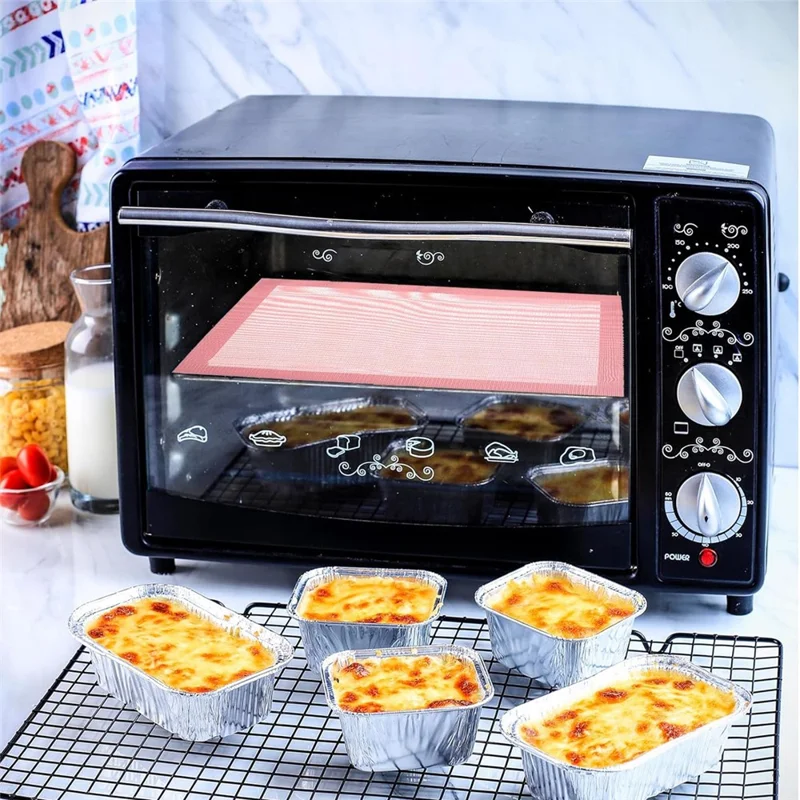 2Pcs Non Stick Silicone Baking Mat Heat Resistant Oven Liner for Bread Pizza Pastry (BPA Free, with FDA) - Red