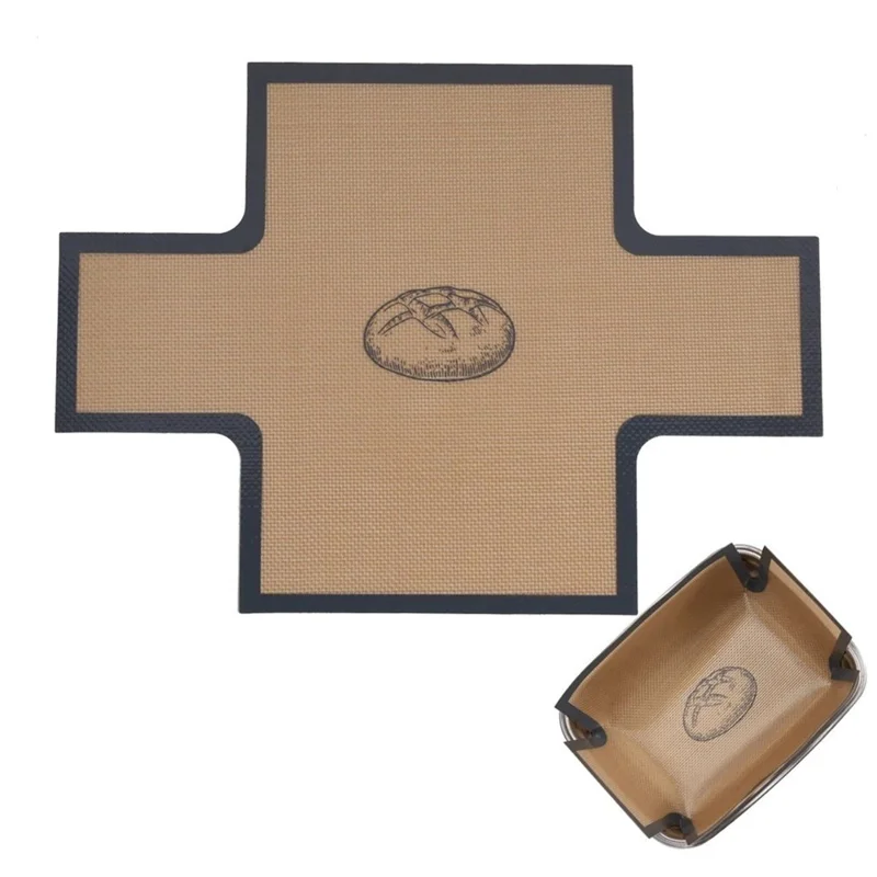 0.7mm Thick 37 x 27cm Silicone Baking Mat Double Ear Bread Liner (FDA Tested, FCM Certificate, BPA-Free) - Grey