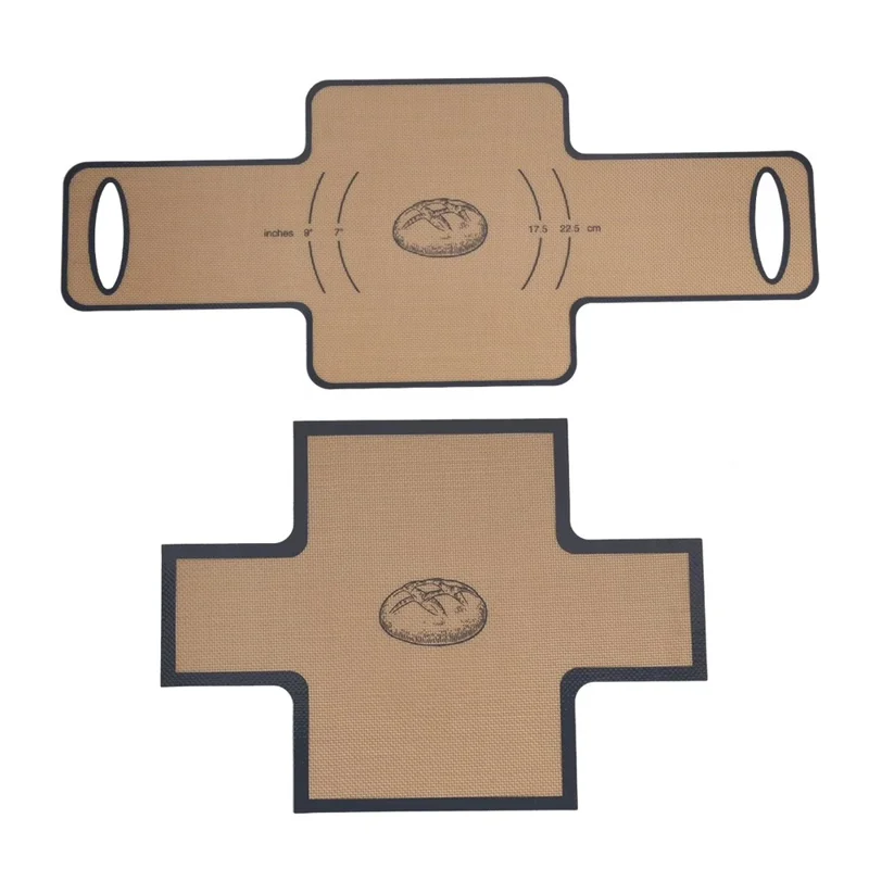 2Pcs 0.7mm Thick Silicone Baking Mat Set Large and Small Double-Eared Bread Sling Non-Stick (FDA Tested, FCM Certificate, BPA-Free) - Grey