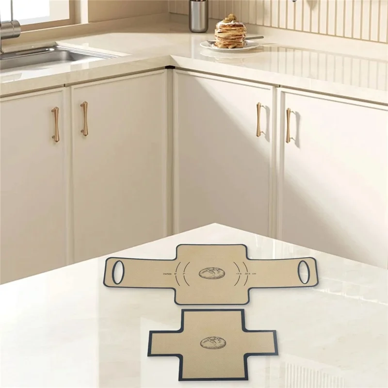 2Pcs 0.7mm Thick Silicone Baking Mat Set Large and Small Double-Eared Bread Sling Non-Stick (FDA Tested, FCM Certificate, BPA-Free) - Grey