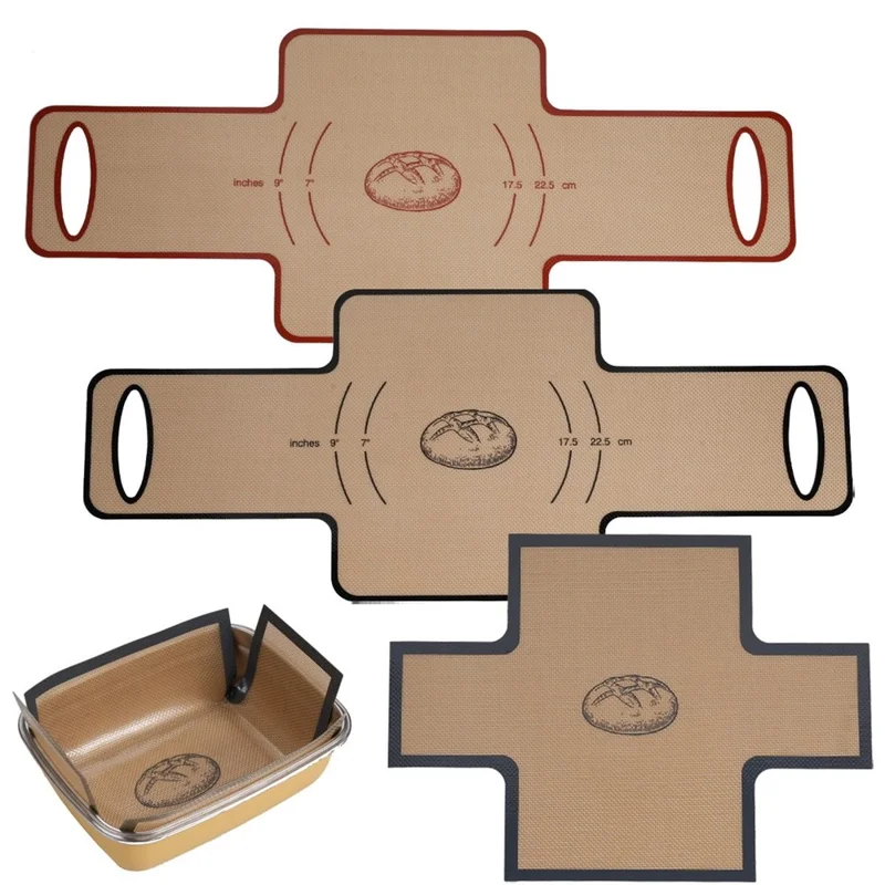 2Pcs 0.7mm Thick Silicone Baking Mat Set Large and Small Double-Eared Bread Sling Non-Stick (FDA Tested, FCM Certificate, BPA-Free) - Grey