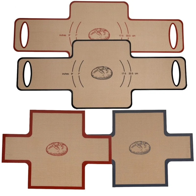 2Pcs 0.7mm Thick Silicone Baking Mat Set Large and Small Double-Eared Bread Sling Non-Stick (FDA Tested, FCM Certificate, BPA-Free) - Grey