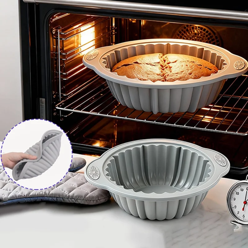 Pequeno Molde de Bolo de Silicone Resistente ao Calor Bandeja de Cozimento Anti-Escaldadura para Forno (Sem FDA)