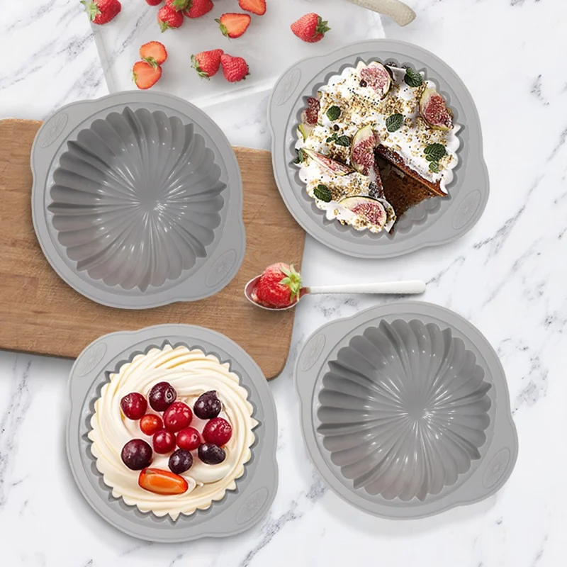 Pequeno Molde de Bolo de Silicone Resistente ao Calor Bandeja de Cozimento Anti-Escaldadura para Forno (Sem FDA)