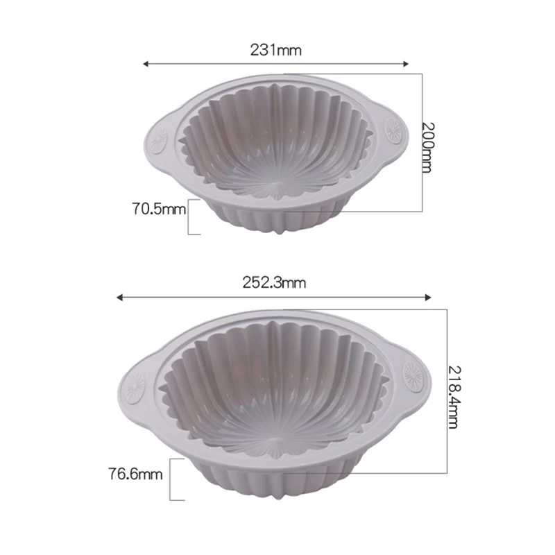 Conjunto de 2 Formas de Bolo de Silicone (Grande + Pequena) Resistente ao Calor Bandeja de Cozimento Antiderrapante para Forno (Sem FDA)