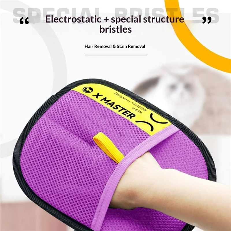 X MASTER Pet Electrostatic Hair Removal Glove for Cats Dogs Grooming Tool Carpet Clothing Cleaning Brush, 24 x 18cm - Black