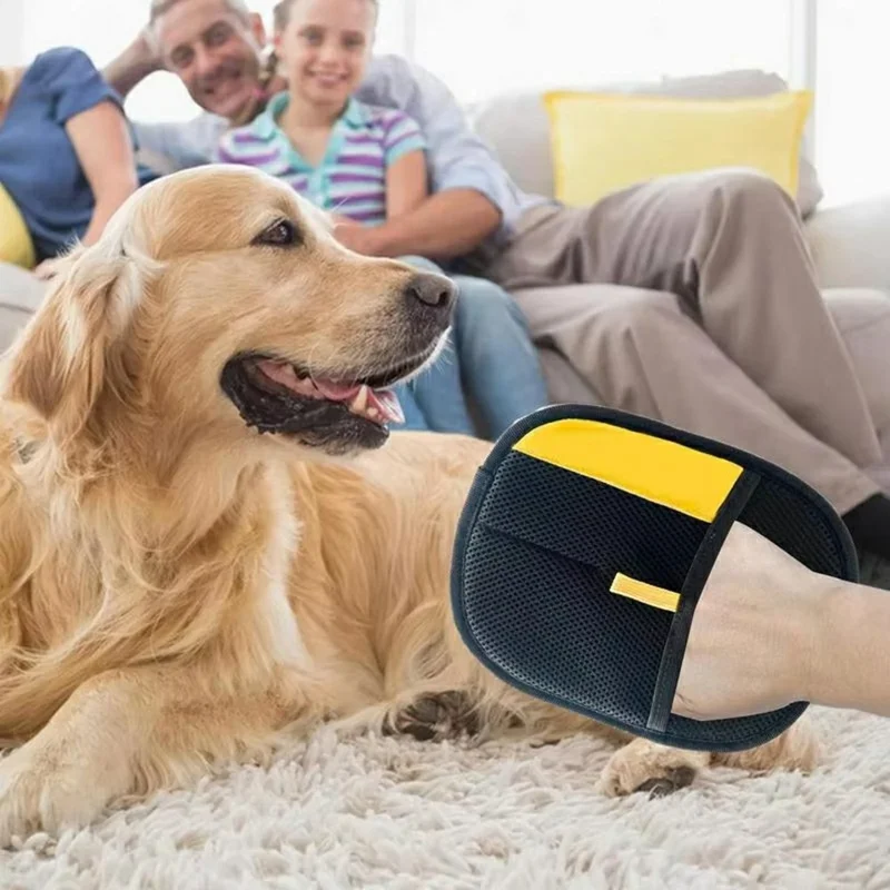 X MASTER Pet Electrostatic Hair Removal Glove for Cats Dogs Grooming Tool Carpet Clothing Cleaning Brush, 24 x 18cm - Black