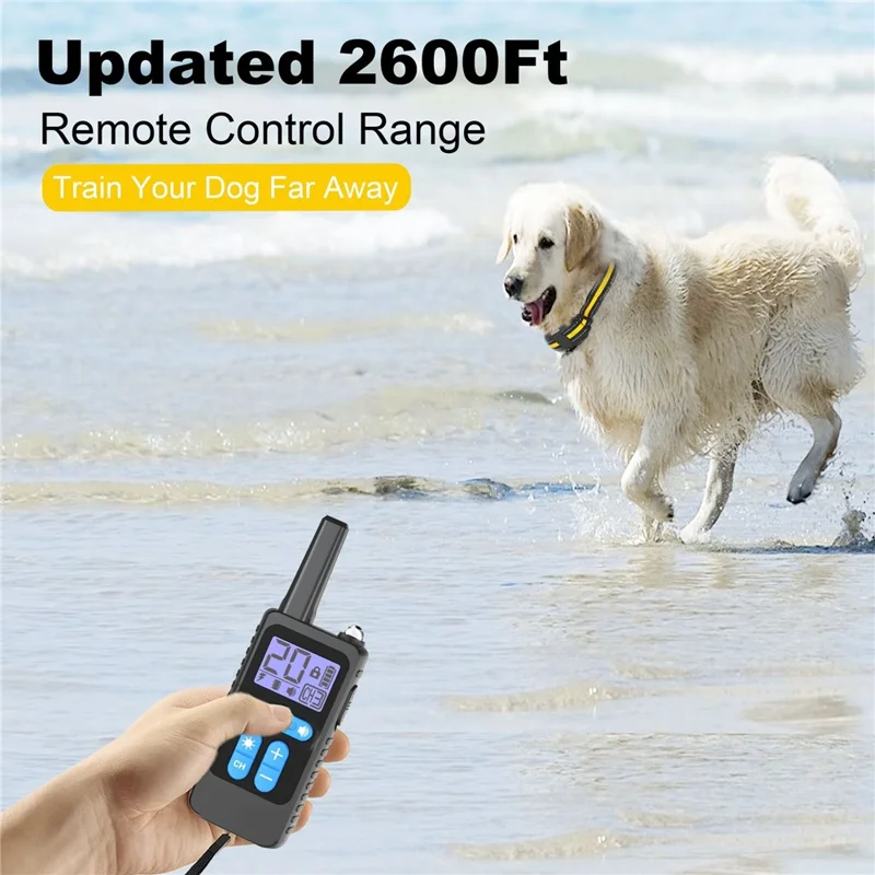 759 Collier d'éducation pour chien à distance 800 m, collier anti-aboiement rechargeable avec choc, vibration et LED