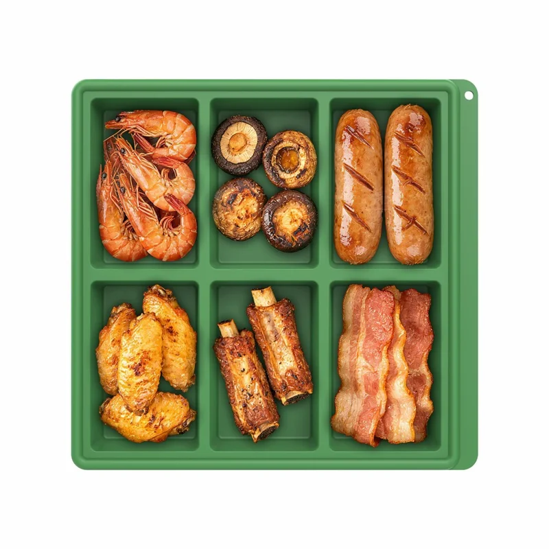 Tabuleiro de Silicone 6 Cavidades Molde Retangular para Bolo Molde para Pão de Alta Temperatura (Certificado FDA) - Verde