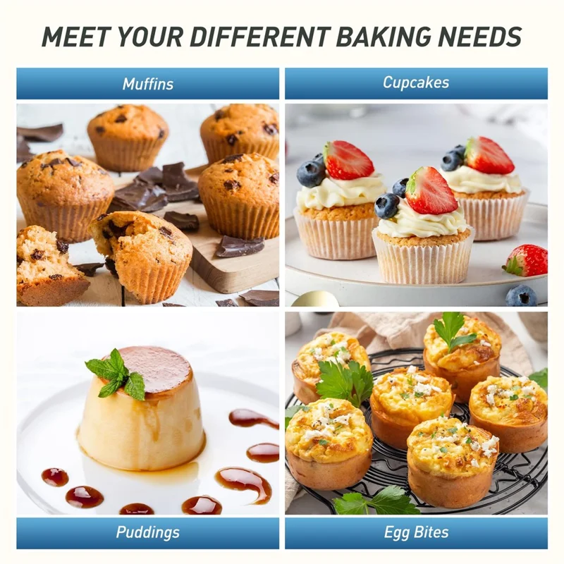 12 Cups Silicone Muffin Pan with Steel Frame Baking Mold for Cupcakes Muffins Puddings (FDA Certificated) - Blue