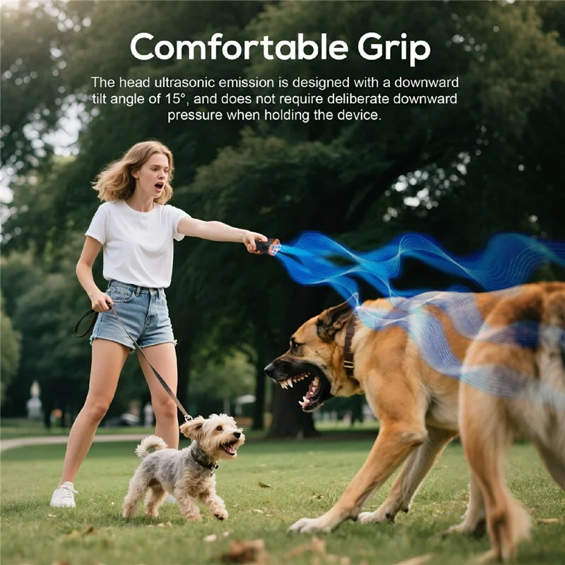Dispositivo Portátil H6 de Treino Canino com 4 Cabeças Ultrassónicas, Dispositivo Repelente de Latidos com Lanterna LED - Laranja Preto