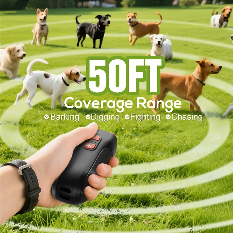 Dispositivo Portátil H6 de Treino Canino com 4 Cabeças Ultrassónicas, Dispositivo Repelente de Latidos com Lanterna LED - Laranja Preto