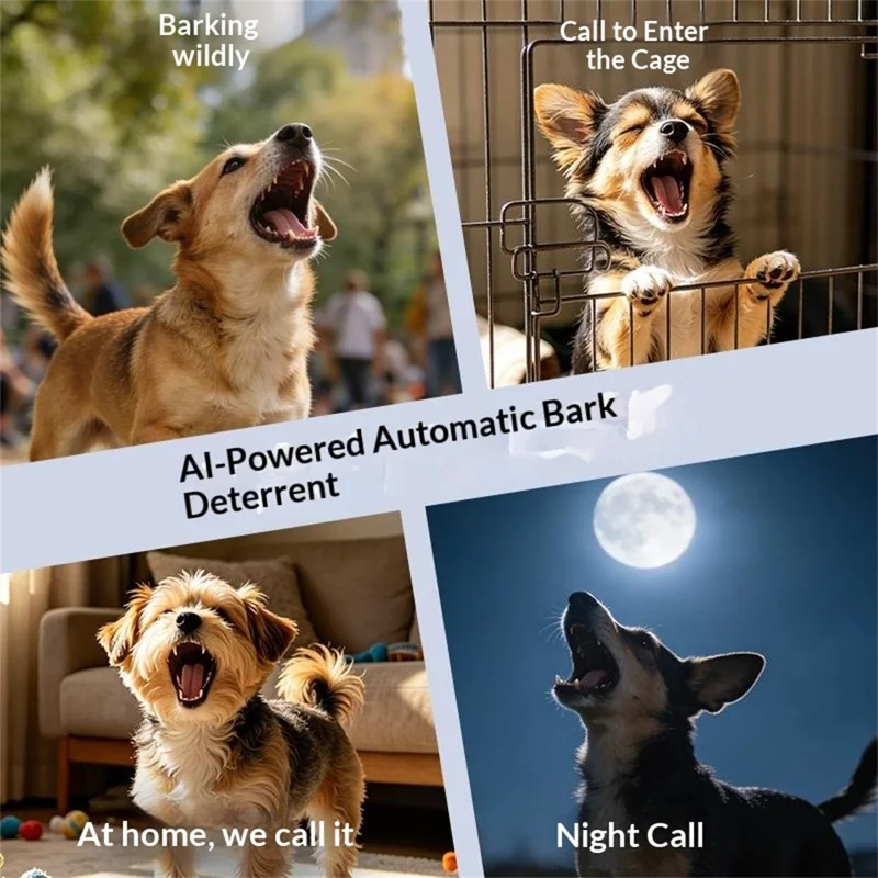 PD 215 Bark Stop Collar Rechargeable IPX7 Waterproof AI Sound Recognition Adjustable Dog Training Collar - Black