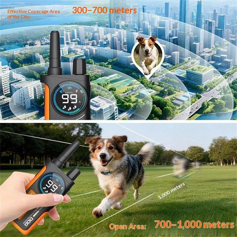 PD 511-1-TIO Remote Dog Training Collar IPX7 Waterproof 1000m Range Rechargeable Color Display Anti-Bark Shock Collar