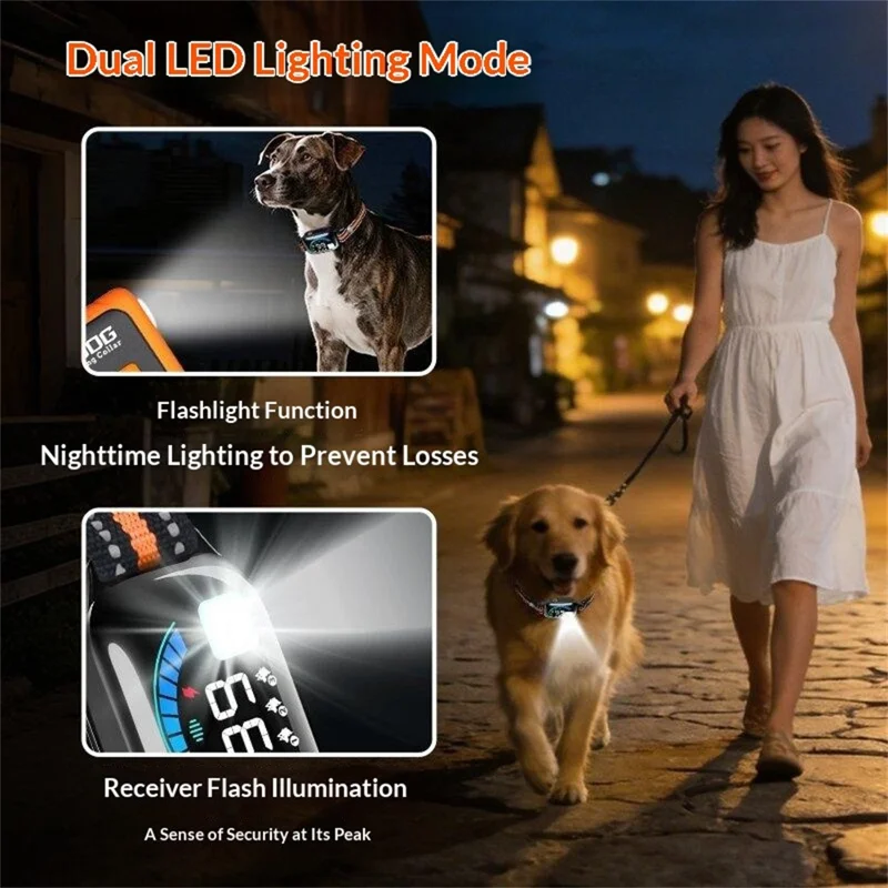 PD 511-1-TIO Remote Dog Training Collar IPX7 Waterproof 1000m Range Rechargeable Color Display Anti-Bark Shock Collar