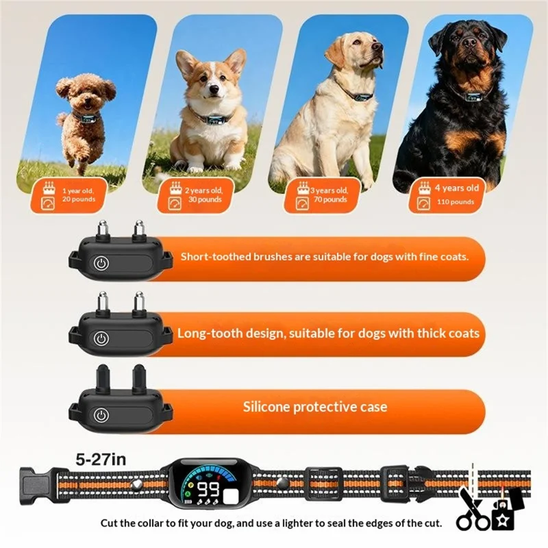 PD 511-1-TIO Remote Dog Training Collar IPX7 Waterproof 1000m Range Rechargeable Color Display Anti-Bark Shock Collar