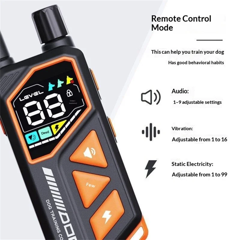 PD513-1-TIO Dog Training Collar Remote Control IPX7 Waterproof 1000M Range Auto Bark Control Shock Collar
