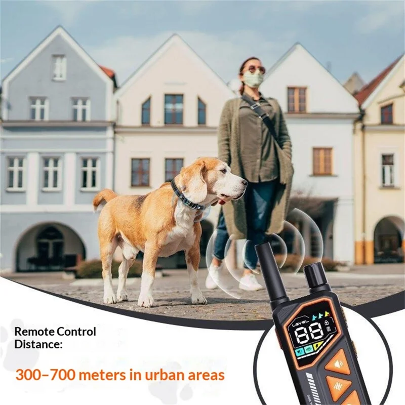 PD513-1-TIO Dog Training Collar Remote Control IPX7 Waterproof 1000M Range Auto Bark Control Shock Collar