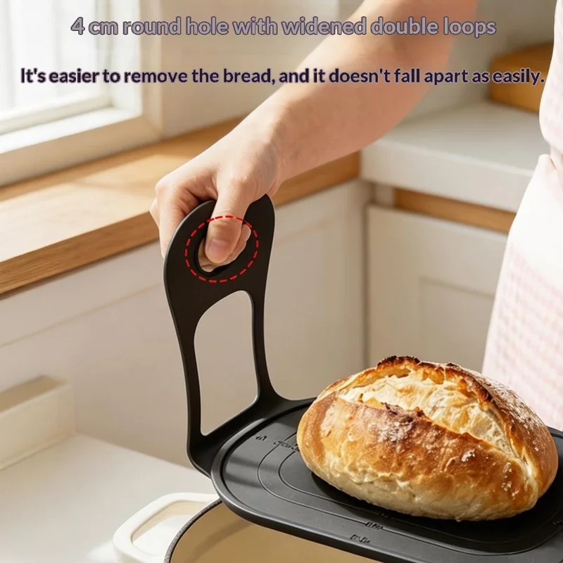 Oval Silicone Baking Mat Double Handle Heat Resistant Non-Slip Bread Mat for Baking Kneading (with FDA, BPA Free) - Grey