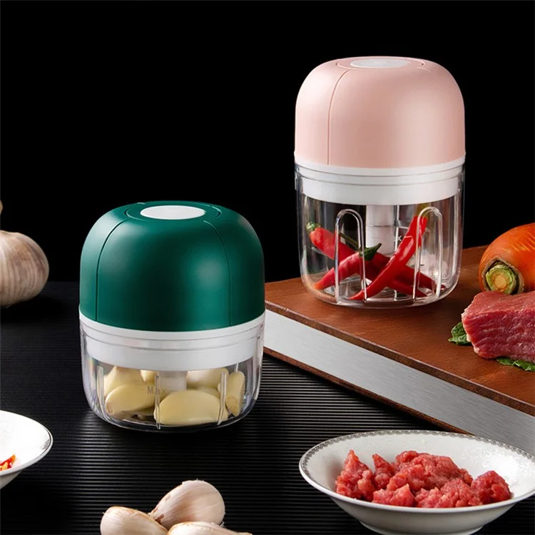 100 ml Mini USB Charge D'ail Chopper Cuisine Cuisine Vegetable Ginger Masher Crusher (BPA Gratuit, Sans Certificat de Fda) - Vert