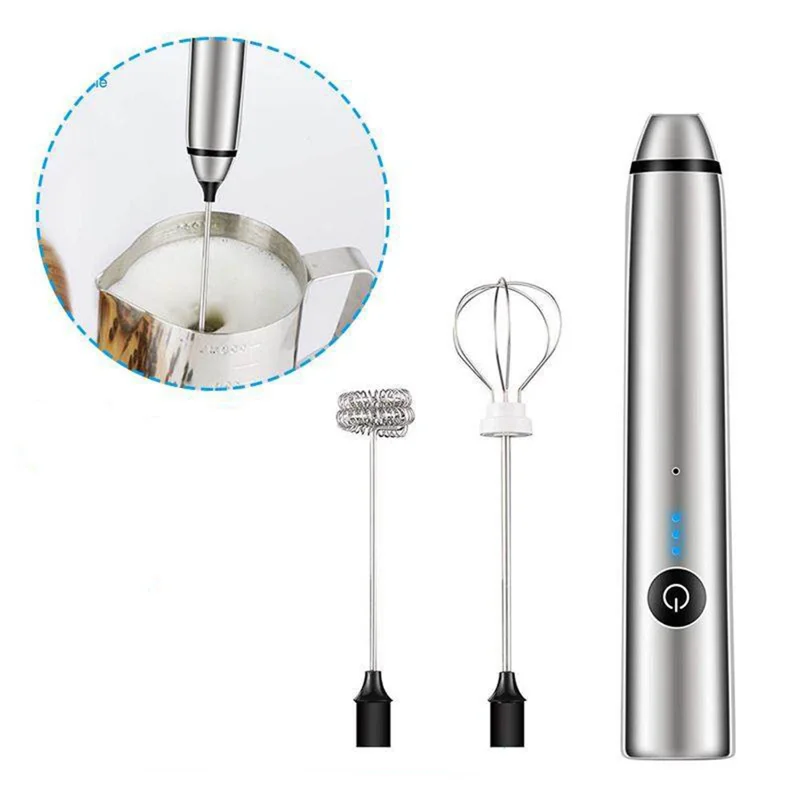 KS-EMF-007 Milk Frother Egg Whisk Handheld Foam Maker USB Rechargeable Drink Mixer 3 Speeds Adjustable Coffee Frother (No FDA Certificate, BPA-free)