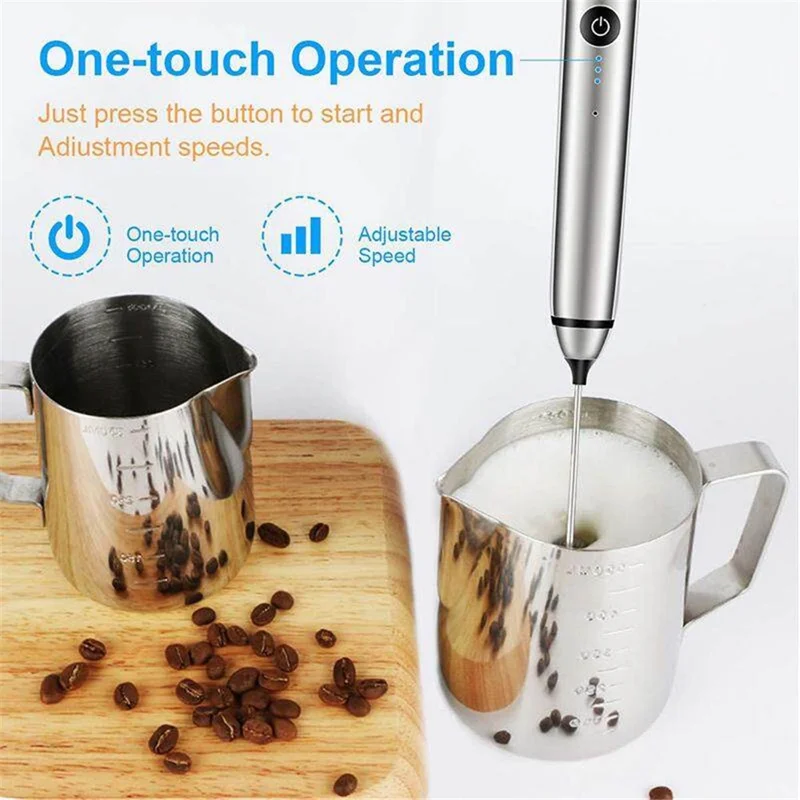 KS-EMF-007 Milk Frother Egg Whisk Handheld Foam Maker USB Rechargeable Drink Mixer 3 Speeds Adjustable Coffee Frother (No FDA Certificate, BPA-free)