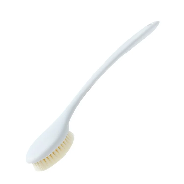 Body Brush Soft Natural Nylon Bristles Back Scrubber Bath Brush for Shower with Long Handle - White
