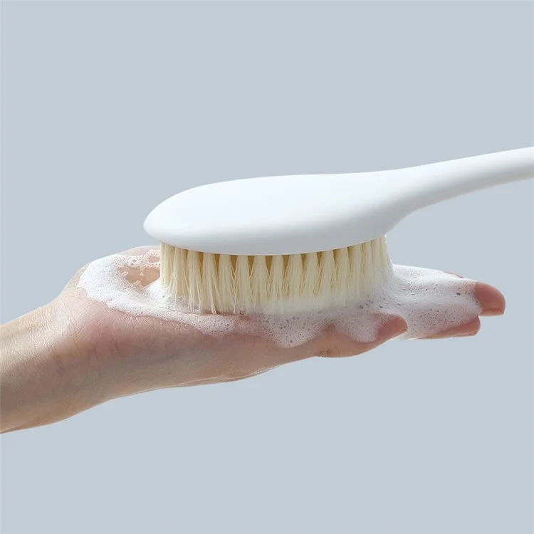Body Brush Soft Natural Nylon Bristles Back Scrubber Bath Brush for Shower with Long Handle - White