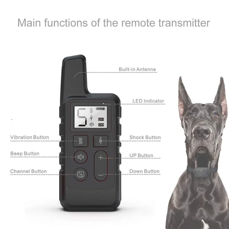 500m Control Remoto Pet Dog Collar de Corteza Electrónica Vibración de Corteza de Choque de Choque - Rojo