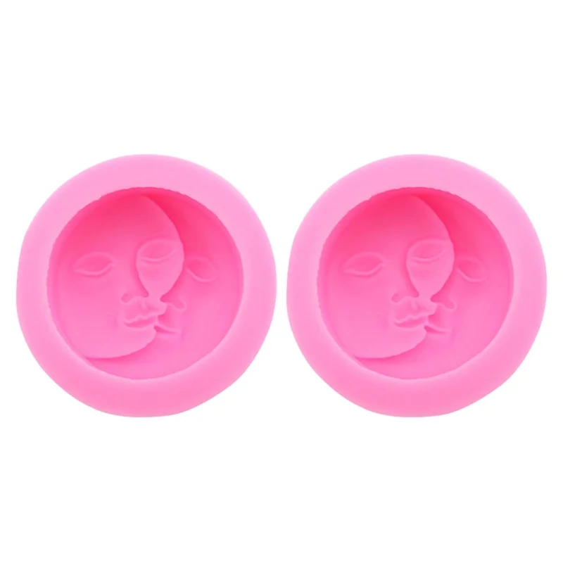 2Pcs / Set Moon Face Design Kitchen DIY Baking Silicone Mold Cake Pudding Chocolate Decoration Mold (No FDA Certification, BPA Free)