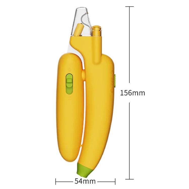 AIWO Banana Shape Pet Nail Clipper Anti-Cutting Blood Line Dog Cat Claw Trimmer with LED Light ST - White Light / Green