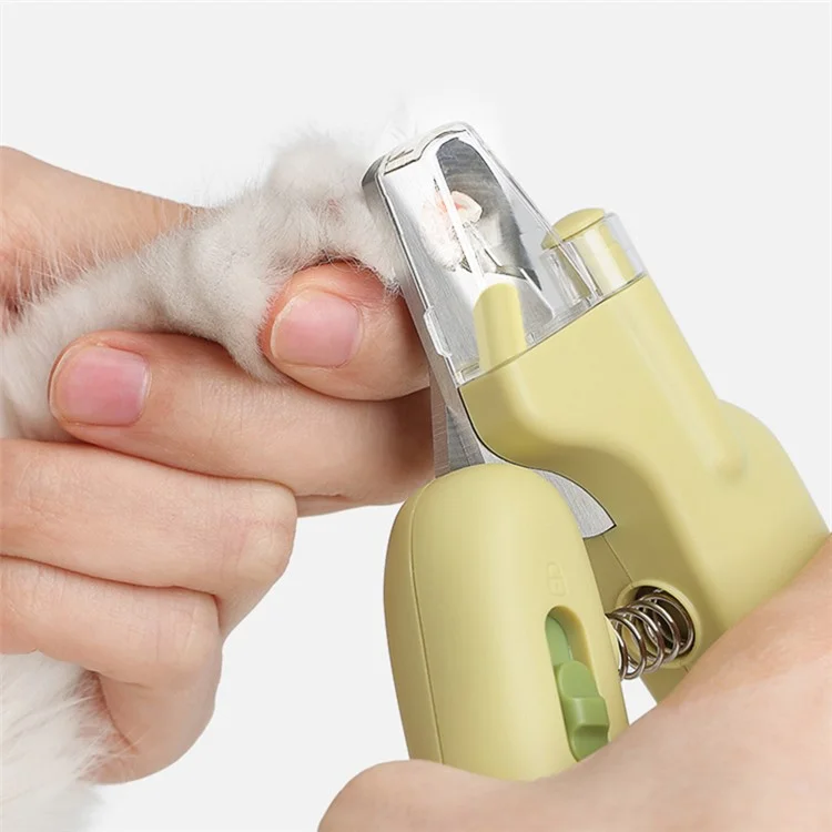 AIWO Banana Shape Pet Nail Clipper Anti-Cutting Blood Line Dog Cat Claw Trimmer with LED Light ST - Luz Púrpura / Amarillo