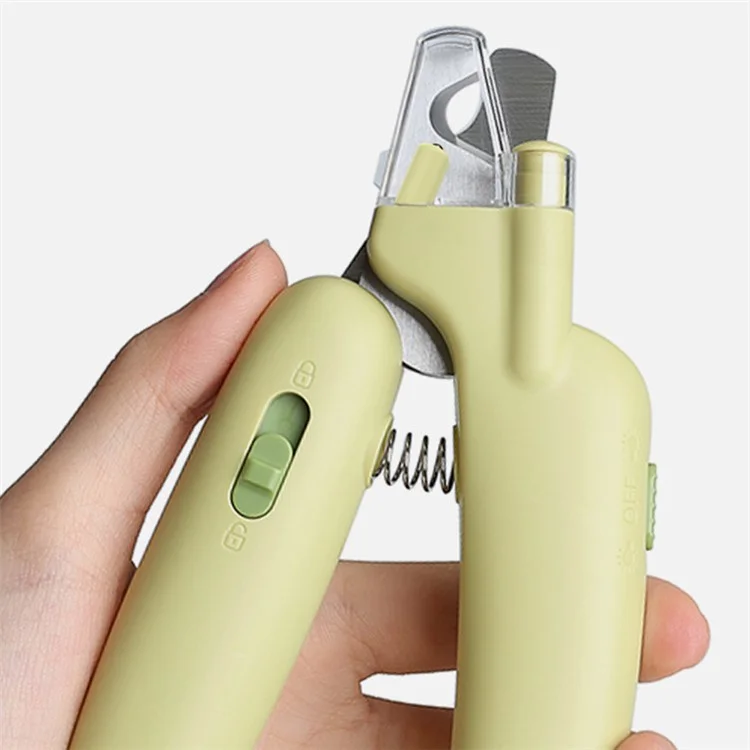 AIWO Banana Shape Pet Nail Clipper Anti-Cutting Blood Line Dog Cat Claw Trimmer with LED Light ST - Luz Púrpura / Amarillo