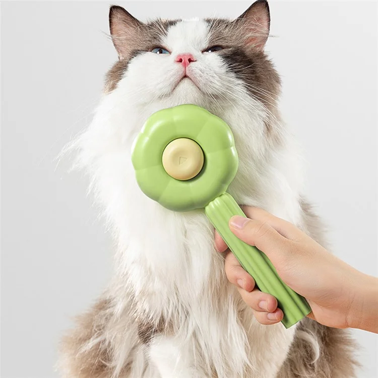 AIWO Cepillo Desenredante para Perros y Gatos de Acero Inoxidable, Quitapelos de Mascotas con Botón de Autolimpieza ST - Verde