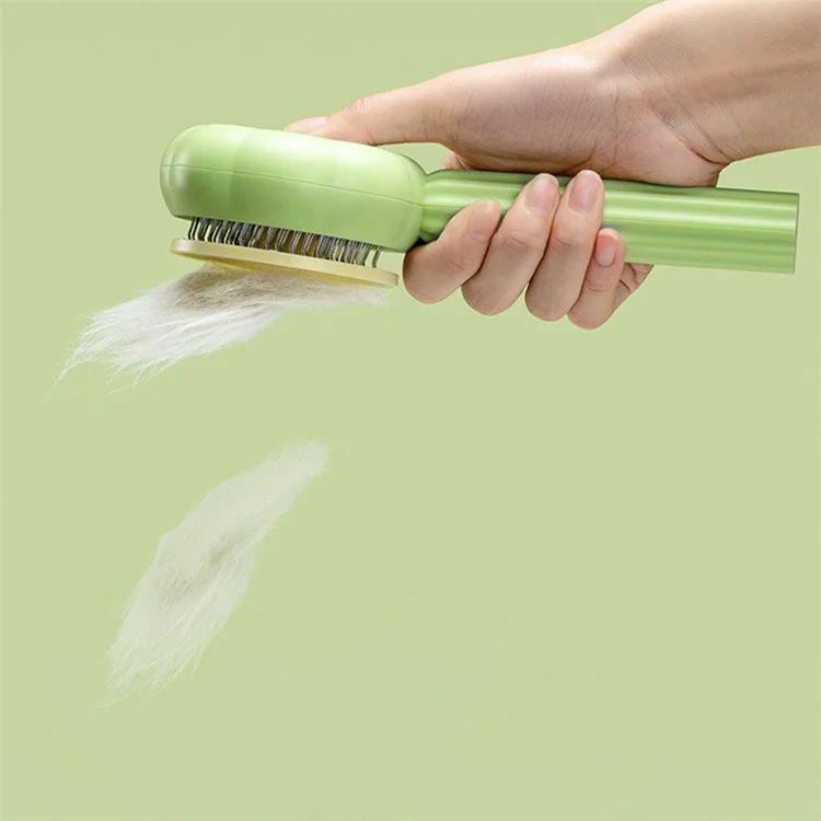 AIWO Cepillo Desenredante para Perros y Gatos de Acero Inoxidable, Quitapelos de Mascotas con Botón de Autolimpieza ST - Verde