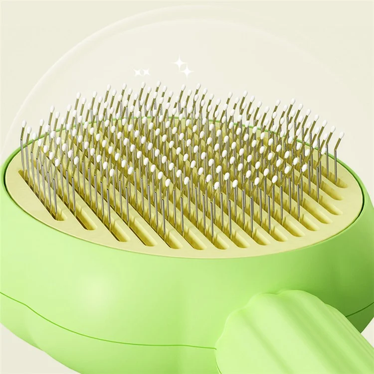 AIWO Cepillo Desenredante para Perros y Gatos de Acero Inoxidable, Quitapelos de Mascotas con Botón de Autolimpieza ST - Verde
