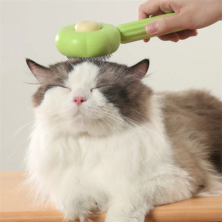 AIWO Cepillo Desenredante para Perros y Gatos de Acero Inoxidable, Quitapelos de Mascotas con Botón de Autolimpieza ST - Verde