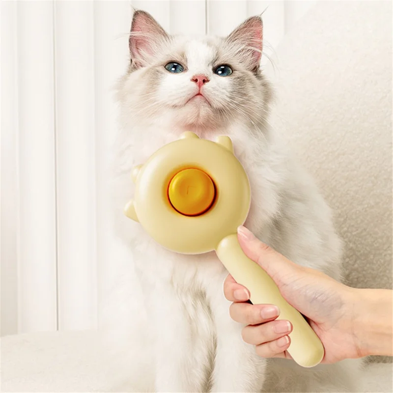 AIWO Dog Cat Grooming Brush Stainless Steel Needle Self Cleaning Pet Hair Shedding Brush ST - Green