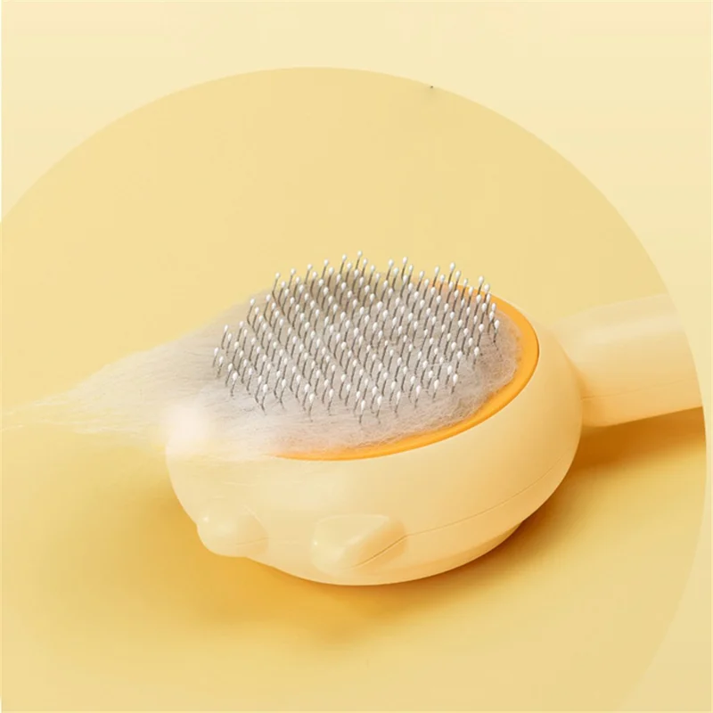 AIWO Dog Cat Grooming Brush Stainless Steel Needle Self Cleaning Pet Hair Shedding Brush ST - Green